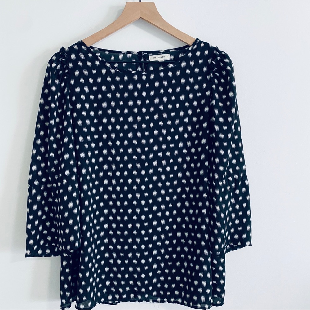 Max Studio Black Bell Sleeve Blouse